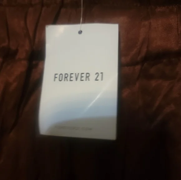 Misses Sz M Forever 21 NWT Brown Silky Pants Wide Leg - Picture 3 of 7